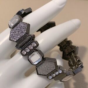 Silver Glitter & Rhinestone Bracelet